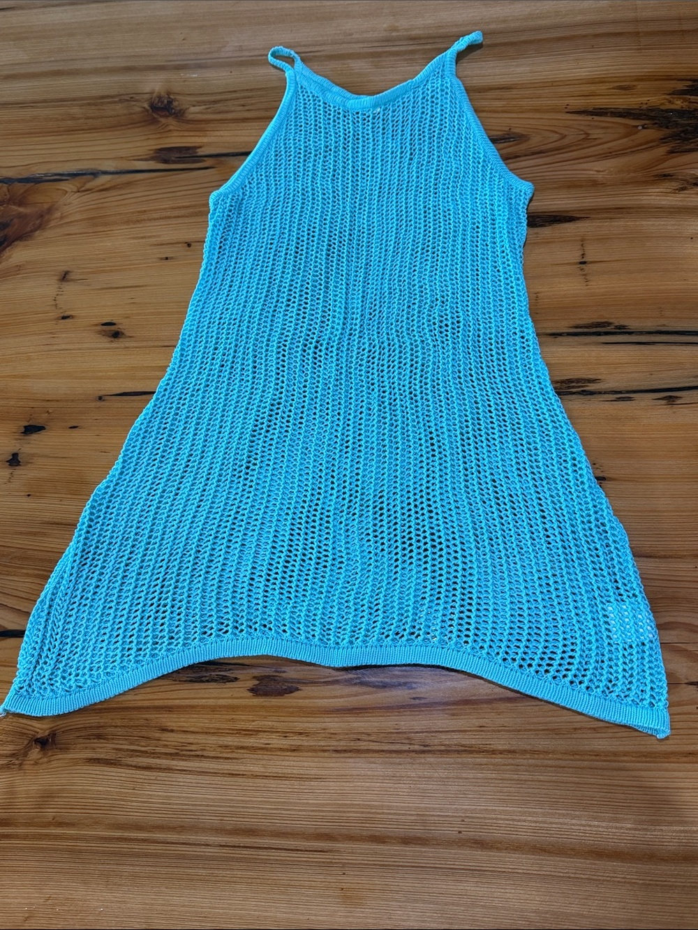 Adreamly Women's Aqua Crochet Beach Cover-Up Dress